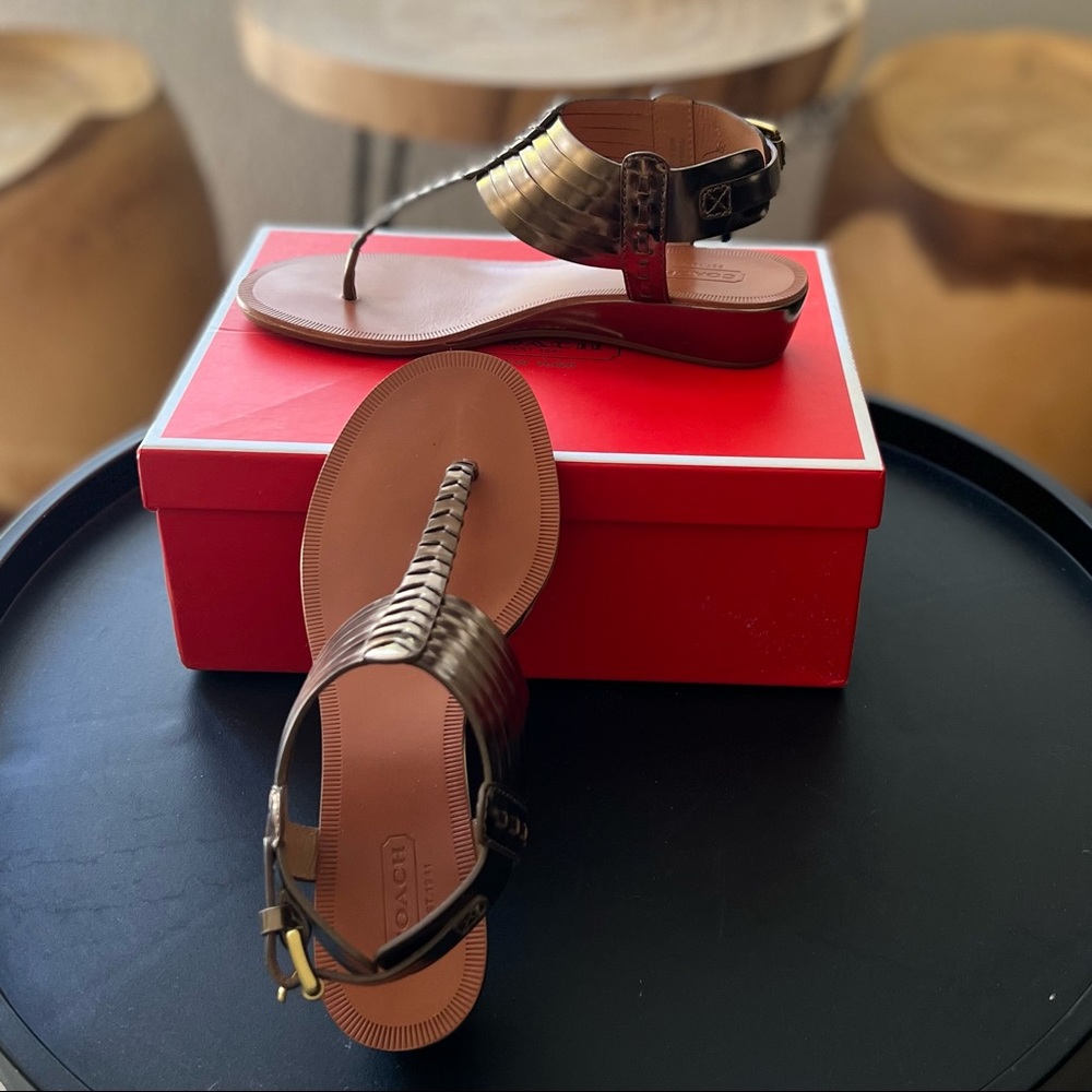 Coach India Veg Leather Sandals, size 6, Excellent Condition.
